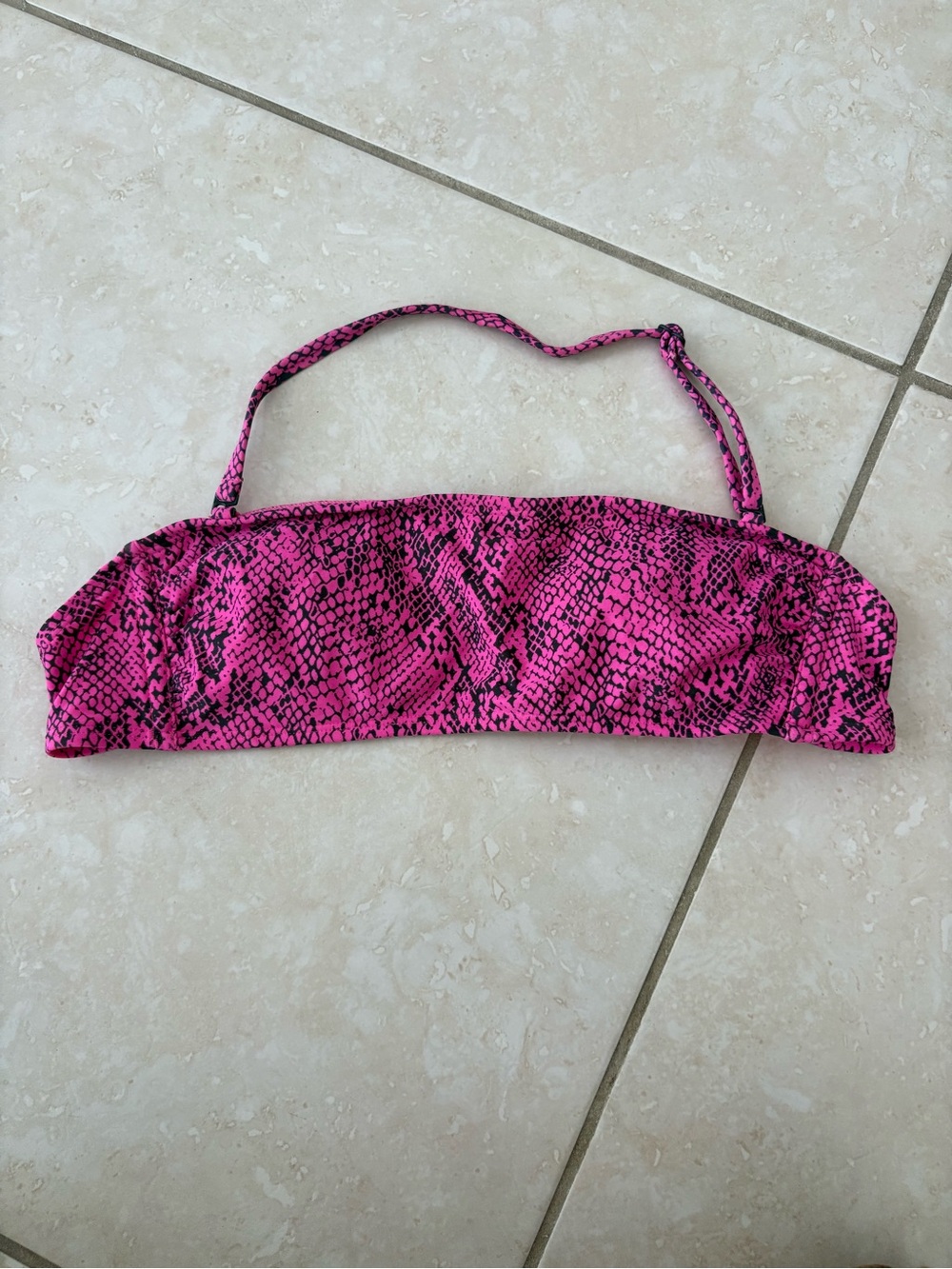 Xhilaration Pink and Black Snake Print Bandeau Bikini Top